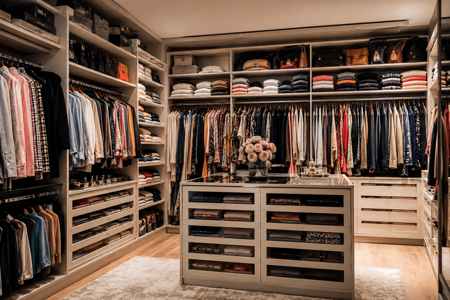 Image représentant un dressing trop plein de vêtements femme